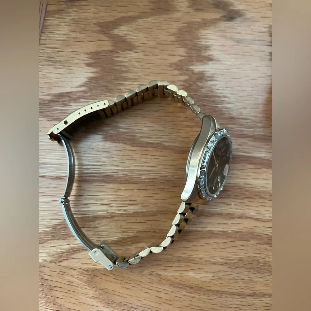 Elgin Gold Tone FG147N Wrist Watch Men Crystal Date - Picture 3 of 6